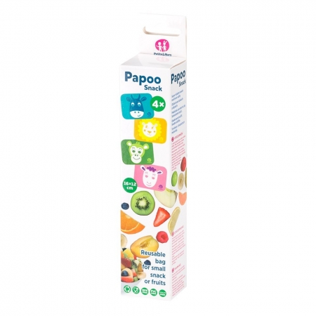 PETITE & MARS, Wielorazowe saszetki na przekąski Papoo Snack SET 4 szt